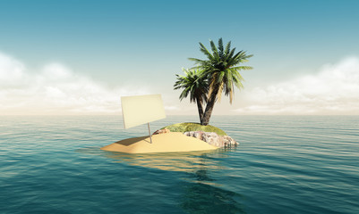 Fototapeta premium Small island with an empty sign