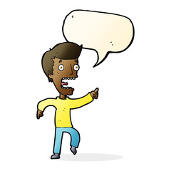 cartoon terrified man with speech bubble