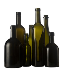 Empty wine bottles isolated on white