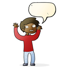 cartoon happy man with speech bubble