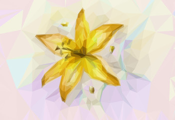 Obraz premium Floral Low Poly Pattern with Yellow Lily. Vector