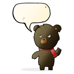 cartoon cute black bear with speech bubble