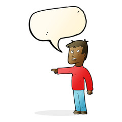 cartoon pointing man with speech bubble