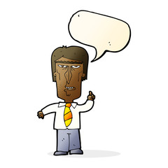 cartoon grumpy boss with speech bubble