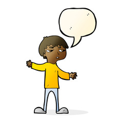 cartoon annoyed boy with speech bubble
