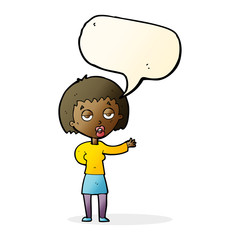 cartoon bored woman with speech bubble