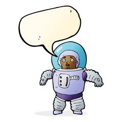 Obraz premium cartoon space man with speech bubble
