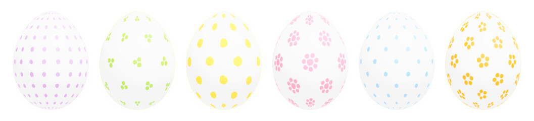Set 6 White Easter Eggs Pastel Dots