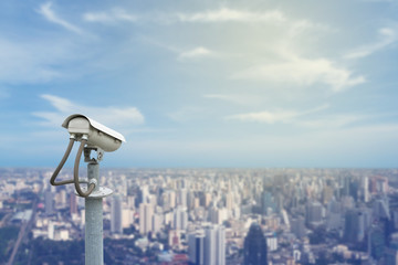 CCTV over cityscape background
