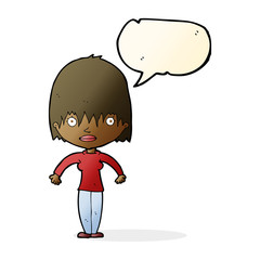 cartoon woman staring with speech bubble