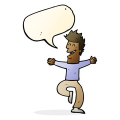 cartoon laughing man with speech bubble