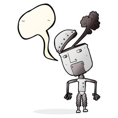 cartoon funny robot with speech bubble