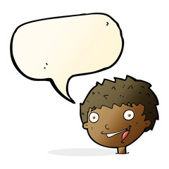 cartoon laughing boy with speech bubble