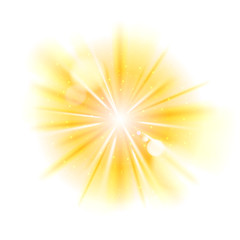 Yellow light sunburst background.