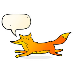 cartoon running fox with speech bubble