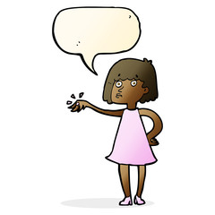cartoon woman showing off engagement ring with speech bubble