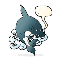 funny cartoon shark with speech bubble