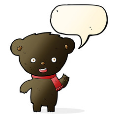 cartoon cute black bear with speech bubble