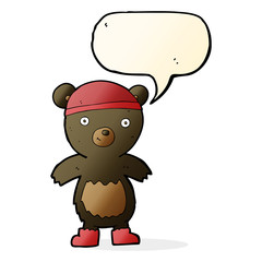 cartoon cute black bear with speech bubble