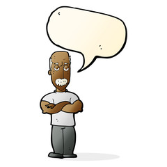 cartoon angry man with mustache with speech bubble