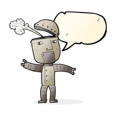 cartoon funny robot with speech bubble