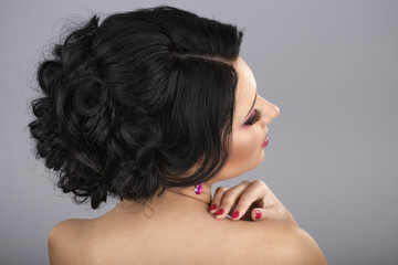 Rear view of a beautiful coiffure