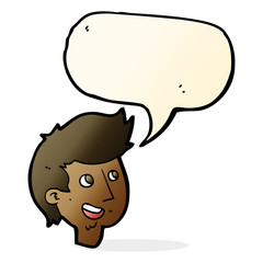 cartoon happy boy face with speech bubble