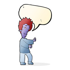 cartoon vampire with speech bubble