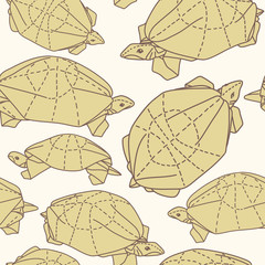 Origami turtles drawing illustration.