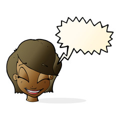 cartoon pretty female face with speech bubble