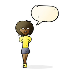 cartoon shocked woman with speech bubble