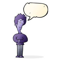 cartoon vampire with speech bubble