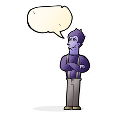 cartoon vampire with speech bubble