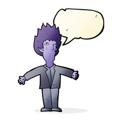 cartoon vampire with speech bubble