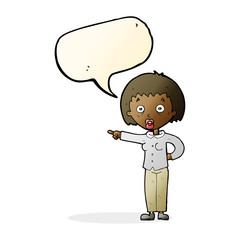 cartoon shocked woman with speech bubble