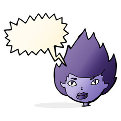 cartoon vampire head with speech bubble