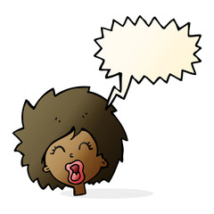 cartoon woman screaming with speech bubble