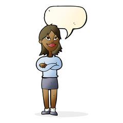 cartoon proud woman with speech bubble