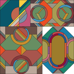 Art deco vector colored geometric pattern. Art deco stained glass pattern. Abstract pattern.