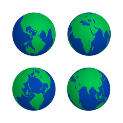 vector colorful globe various view set illustration.