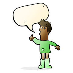 cartoon poor man with speech bubble