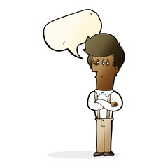 cartoon annoyed man with speech bubble