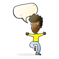 cartoon frightened man with speech bubble