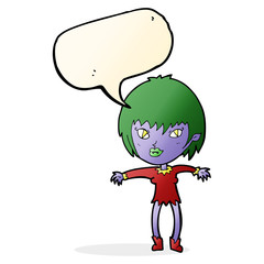 cartoon vampire girl with speech bubble