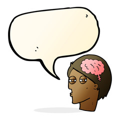 cartoon man thinking carefully with speech bubble