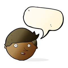 cartoon happy face with speech bubble