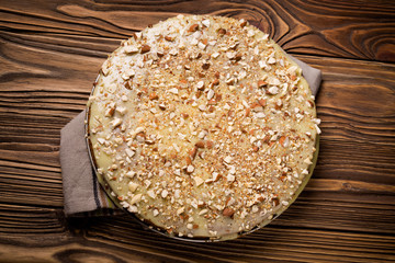 Homemade pumpkin and nuts cake