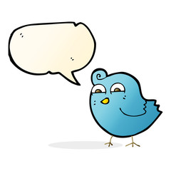cartoon funny bird with speech bubble