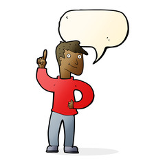 cartoon man with great idea with speech bubble