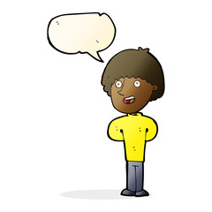cartoon happy man with speech bubble
